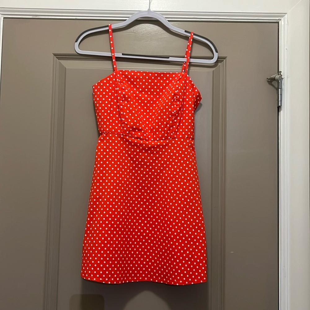 Urban Outfitters Orange and White Polka Dot Mini Dress